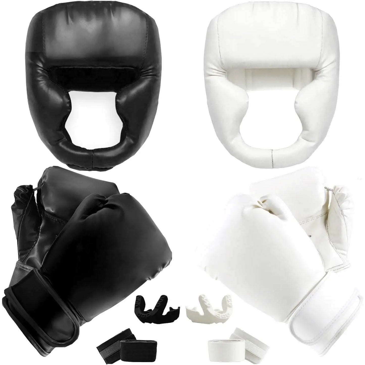 14 Pcs Boxing Set Boxing Equipment Set for Beginners Including 2 Pair of 6 Oz Boxing Gloves Headgear Helmet Hand Wraps Mouth Guards Gifts for Kids Beginners Training Equipment