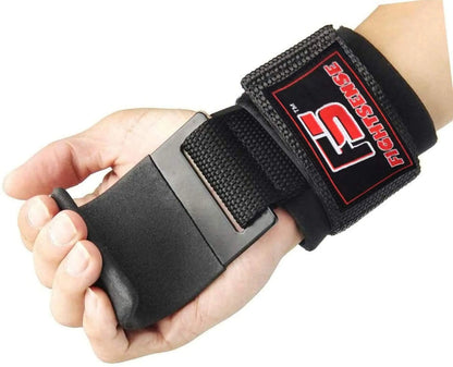 Heavy Duty Pro Metal Weight Lifting Gym Steel Hooks Pair Straps Wraps Hand Bar Bodybuilding Training Workout Black