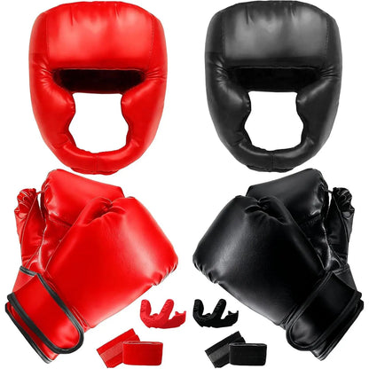 14 Pcs Boxing Set Boxing Equipment Set for Beginners Including 2 Pair of 6 Oz Boxing Gloves Headgear Helmet Hand Wraps Mouth Guards Gifts for Kids Beginners Training Equipment