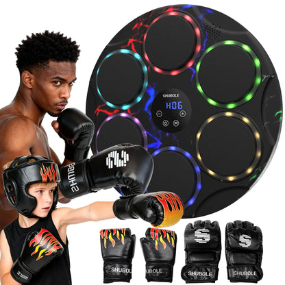 SHUBOLE Music Boxing Machine with Gloves - Wall Mounted Punching Trainer for Adults & Kids, 9-Speed Punch Game, Wall Boxing Punching Pad, 2025 Upgrade Gifts for Boys Age 6+
