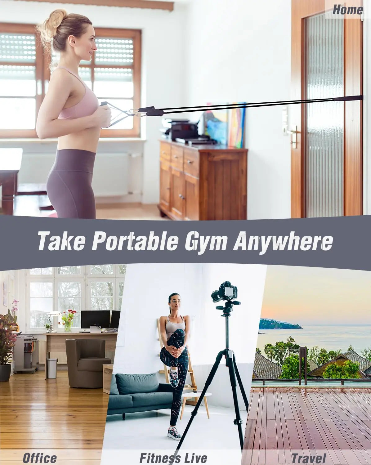 Home Workout Equipment 27-In-1 Portable Gym Set with Push-Up Board Resistance Bands Ab Roller Wheel Pilates Bar for Effective Fitness Goals