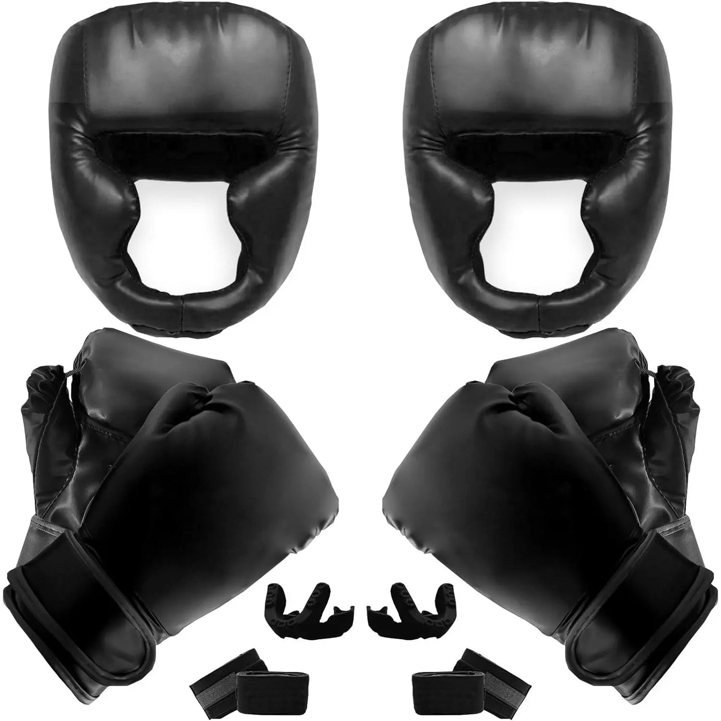 14 Pcs Boxing Set Boxing Equipment Set for Beginners Including 2 Pair of 6 Oz Boxing Gloves Headgear Helmet Hand Wraps Mouth Guards Gifts for Kids Beginners Training Equipment
