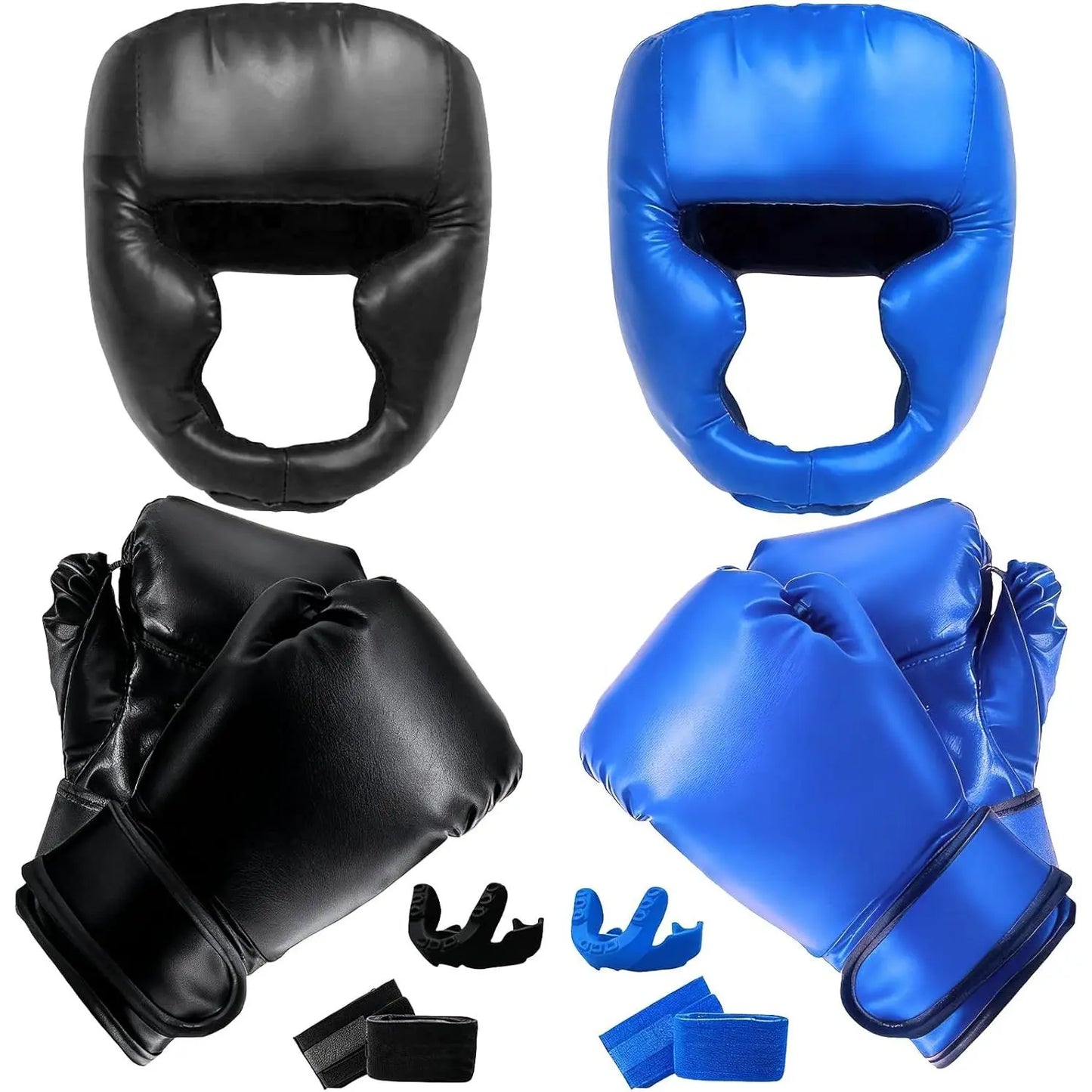 14 Pcs Boxing Set Boxing Equipment Set for Beginners Including 2 Pair of 6 Oz Boxing Gloves Headgear Helmet Hand Wraps Mouth Guards Gifts for Kids Beginners Training Equipment