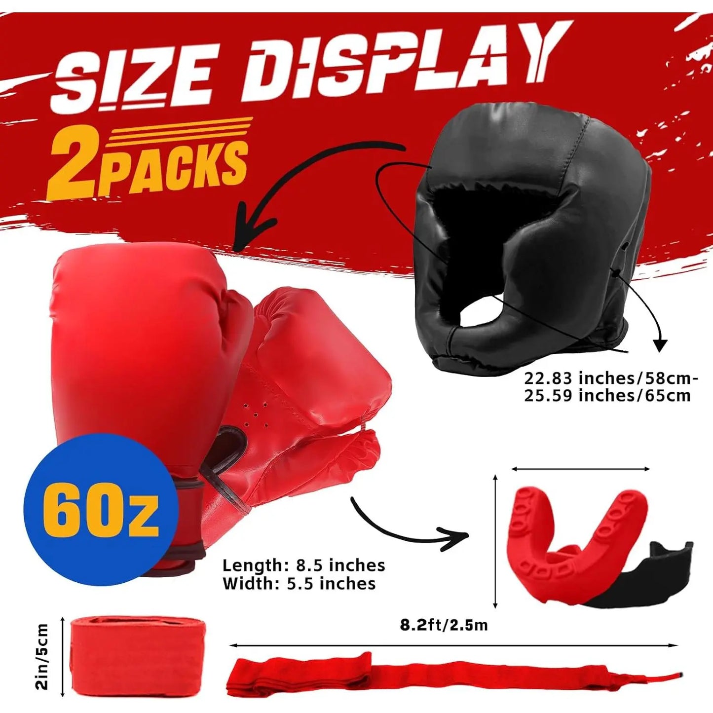 14 Pcs Boxing Set Boxing Equipment Set for Beginners Including 2 Pair of 6 Oz Boxing Gloves Headgear Helmet Hand Wraps Mouth Guards Gifts for Kids Beginners Training Equipment