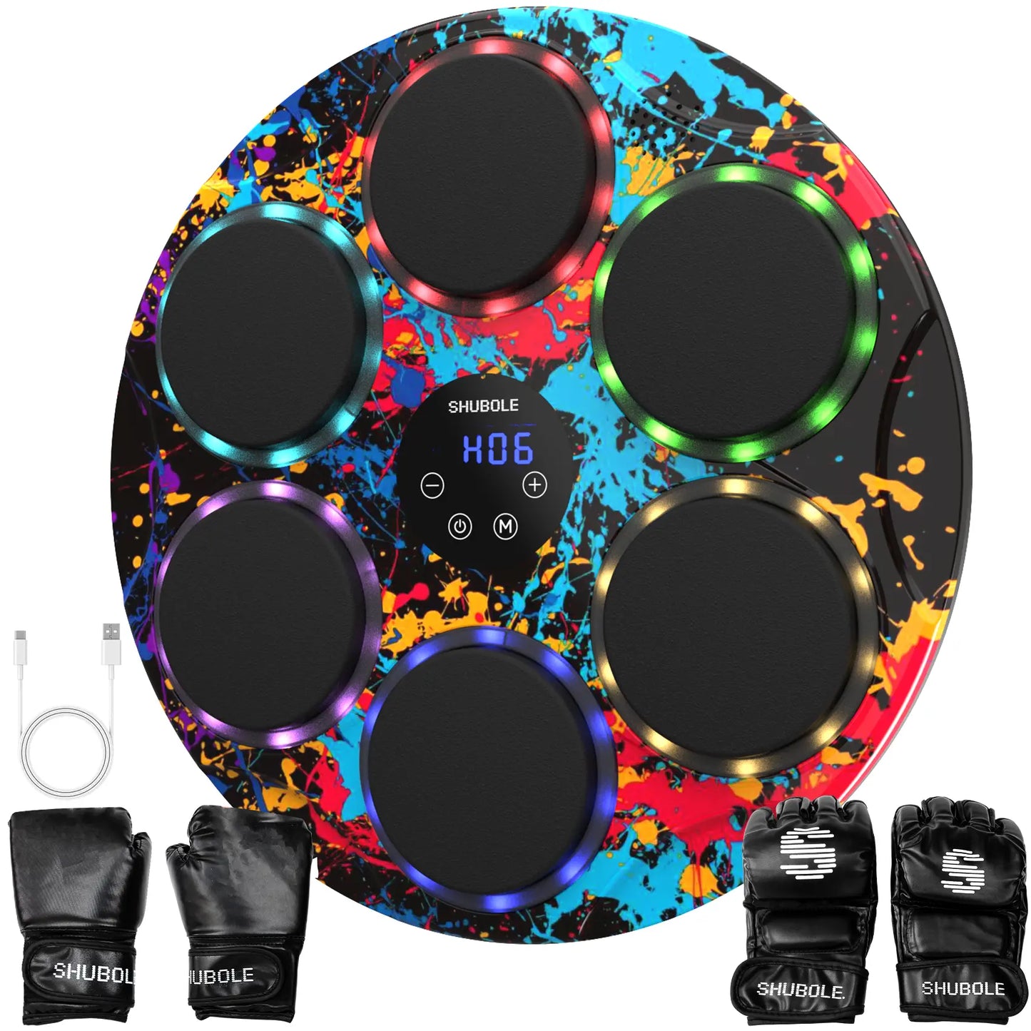 SHUBOLE Music Boxing Machine with Gloves - Wall Mounted Punching Trainer for Adults & Kids, 9-Speed Punch Game, Wall Boxing Punching Pad, 2025 Upgrade Gifts for Boys Age 6+